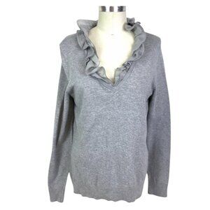 Chaps Classic V-neck Top Long sleeve classic Top Ruffled collar large